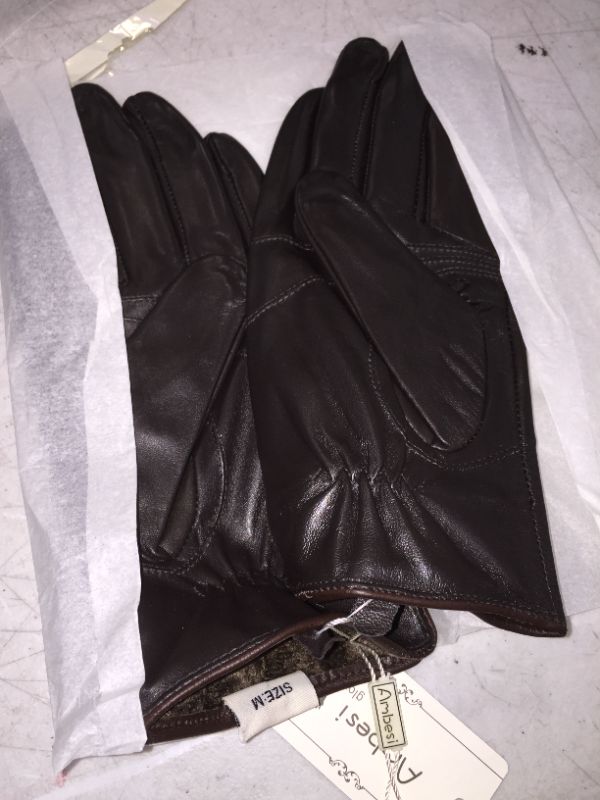 Photo 2 of Ambesi Men's Fleece Lined Real Leather Winter Gloves BROWN MEDIUM