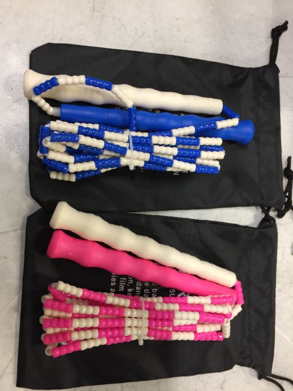 Photo 2 of Kidlots Skipping Rope comes in Pink and Blue and includes traveling bags (2 pack, 4 ropes in total)