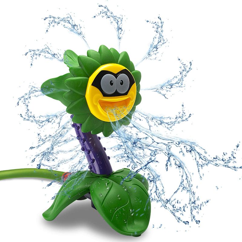 Photo 1 of Kids Sprinklers for Yard Flower, Sprinkler Toy for Babies and Toddlers Outdoor Water Toys - Backyard Sunflower Sprinkler Toy with Wiggle Tubes - Lifetime Replacement Guarantee, Attaches to Garden Hose

