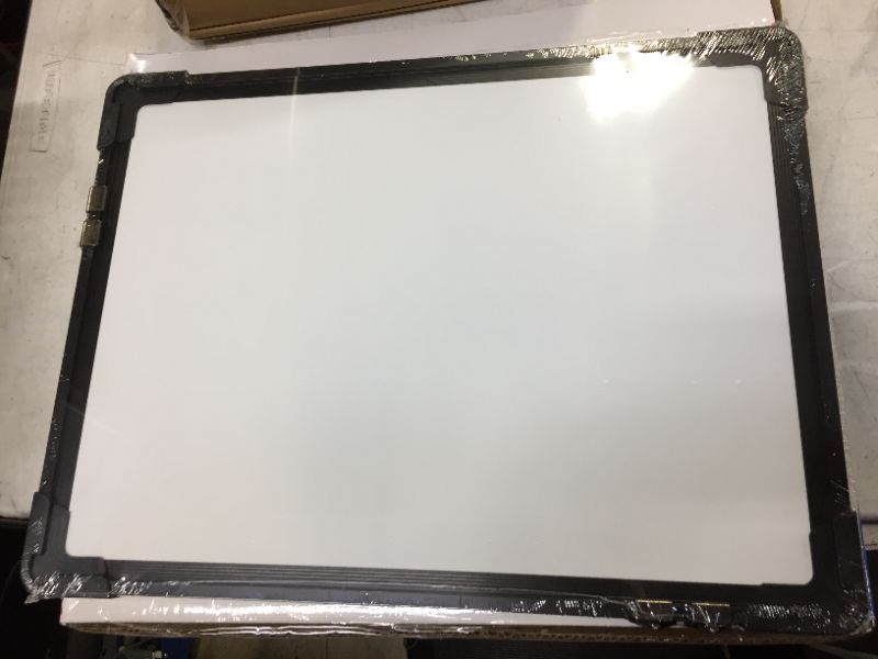 Photo 2 of Small Dry Erase White Board 12" x 16", Portable Magnetic Hanging Whiteboard for Wall -3 x Dry Erase Markers, 4 x Magnets, 1 x Eraser, Cubicle Memo Board for Kids, Home, Office, School (Black)
