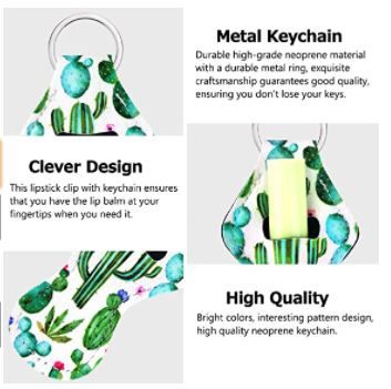 Photo 1 of 10 Pcs Vibrant Chapstick Holder Keychains, Neoprene Lipstick Holder Keychain Protective Cases Wristlet Lanyard for Girls Women
