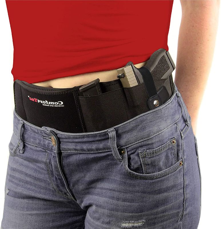 Photo 1 of ComfortTac Ultimate Belly Band Gun Holster for Concealed Carry | Compatible with Smith and Wesson, Shield, Glock 19, 17, 42, 43, P238, Ruger LCP, and Similar Guns, for Men and Women Sz L
