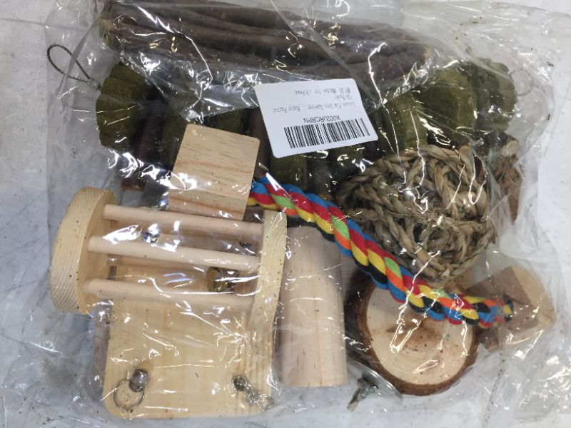 Photo 1 of Dono Hamster Guinea Pig Toys - Natural Wooden Play Toy Exercise Bell Roller Teeth Care Molar Toy for Guinea Pig Chinchilla Hamster Parrot Bunny Fun Pet Balls Small Pets Play Toy