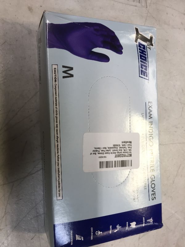 Photo 2 of 1st Choice Indigo Nitrile Disposable Exam Gloves, 3 Mil, Latex/Powder-Free, Food-Safe, Lightly Textured, Medium, Box of 100
