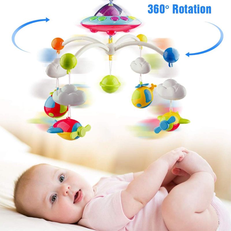 Photo 1 of Baby Musical Mobile Crib,Baby Crib Decoration Newborn Gift,Projector Night Light Timing Function with 360°Rotating,108 Melodies Music Box with Remote Control Take-Along Rattle Toy
