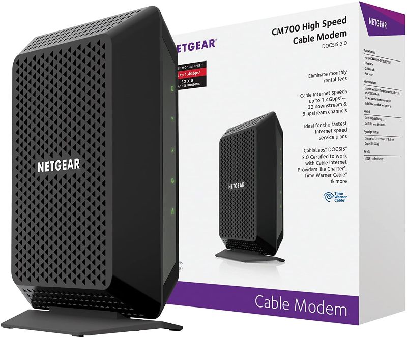 Photo 1 of NETGEAR CM700 (32x8) DOCSIS 3.0 Gigabit Cable Modem. Max download speeds of 1.4Gbps. Certified for XFINITY by Comcast, Time Warner Cable, Charter & more (CM700)
