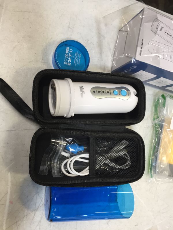 Photo 2 of Cordless Water Flosser, YaFex Portable Water Teeth Cleaner Pick with Case, DIY Mode, 5 Jets, Travel Rechargeable IPX7 Waterproof Oral Irrigator for Braces and Bridges Care--unable to test must fully charge 
