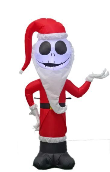 Photo 1 of 4 ft Pre-Lit LED Airblown Disney Jack Skellington as Santa Christmas Inflatable
