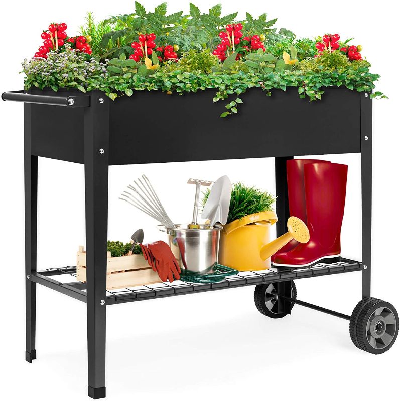 Photo 2 of Best Choice Products Elevated Mobile Raised Ergonomic Metal Planter Garden Bed for Backyard