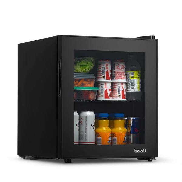 Photo 1 of used Can Beverage Fridge with Glass Door, Small Freestanding Mini Fridge in Black