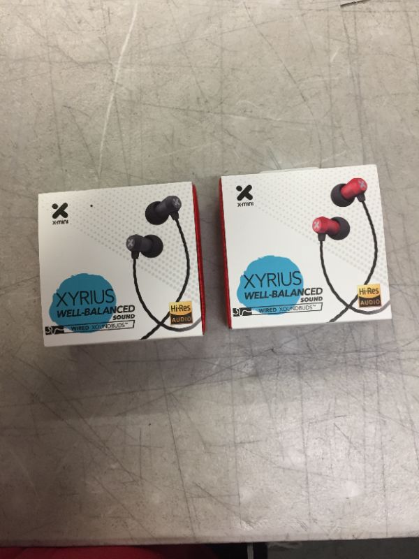 Photo 1 of X-mini XYRIUS Hi-Res HiFi High Performance in-Ear Earphone w Mic, for Stage, Musician Recording High Resolution and Earphones with Microphone (Red and black)  2 pack 