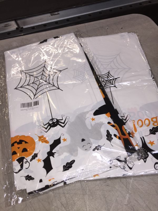 Photo 2 of 2 PACK Halloween Haunted Tablecloth 2 Packs 52 x 109 inches Rectangle Halloween Table Covers Premium Plastic Halloween Disposable Tablecloth for Halloween Party Decorations