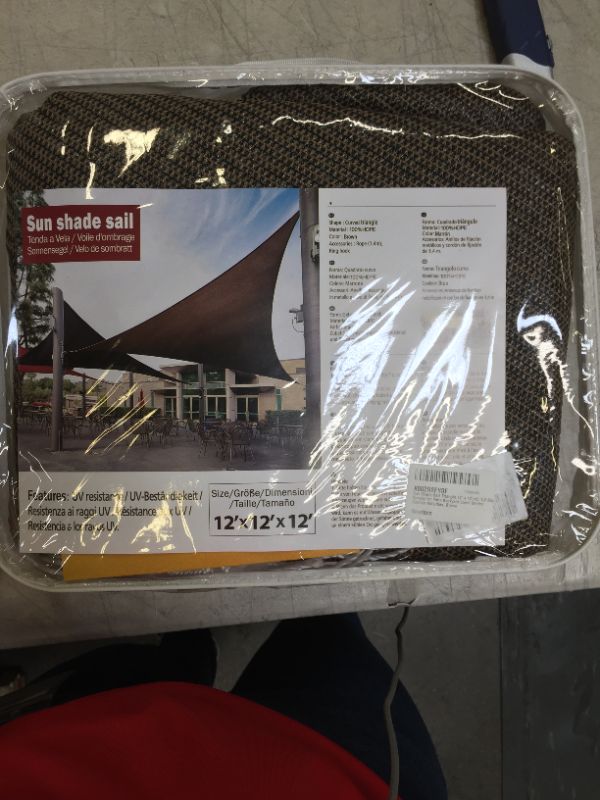 Photo 2 of  Sun Shade Sail 12' x 12' x 12' Triangle Sail Shade Canopy for Patio UV Block for Outdoor Facility and Activities Brown