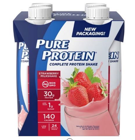 Photo 1 of Pure Protein Shake, Strawberry, 30g Protein, 11 FL Oz, 4 Ct 1 ea (Pack of 3)
01/07/22