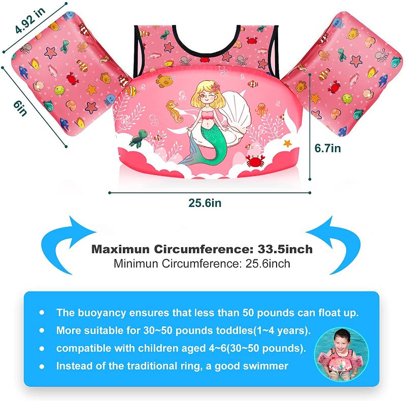 Photo 1 of Chriffer Kids Swim Vest for 30-50 Pounds Boys and Girls, Toddler Floats with Shoulder Harness Arm Wings for 2,3,4,5,6,7 Years Old Baby Children Sea Beach Pool
