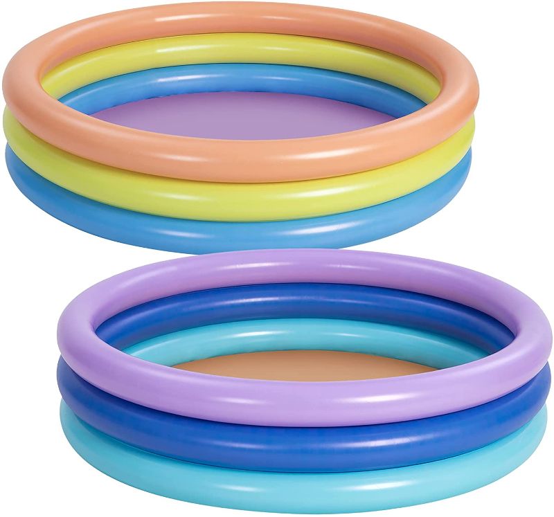 Photo 1 of 2 Pack 45'' Multicolor Inflatable Kiddie Pool Set, Large Baby Swimming Pools, Backyard Pool Inflatable Summer Water Pool for Kids Indoor&Outdoor (3 Color Rings)