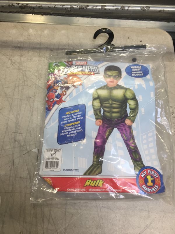Photo 3 of Incredible Hulk Deluxe Toddler Costume
size 1-2  year olds