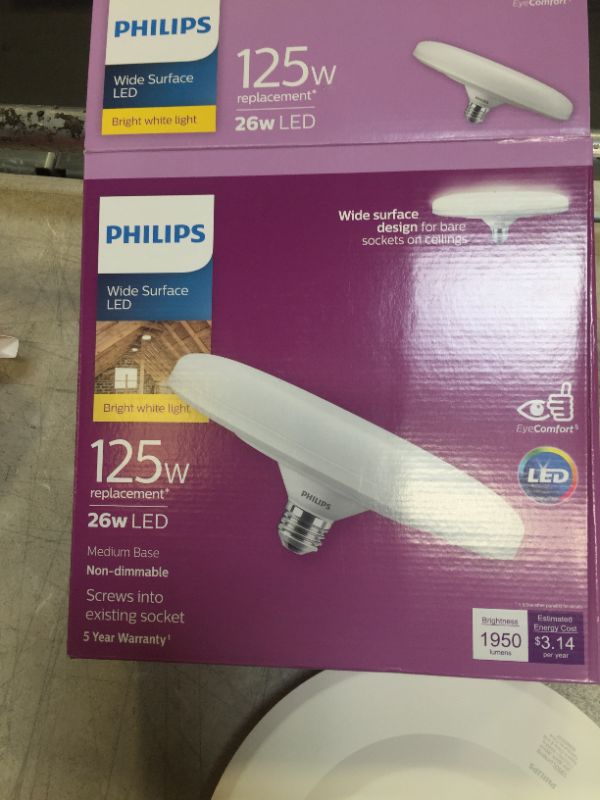 Photo 3 of 125-Watt Equivalent LED Non-Dimmable Wide Surface LED Light Bulb, Bright White 3000K