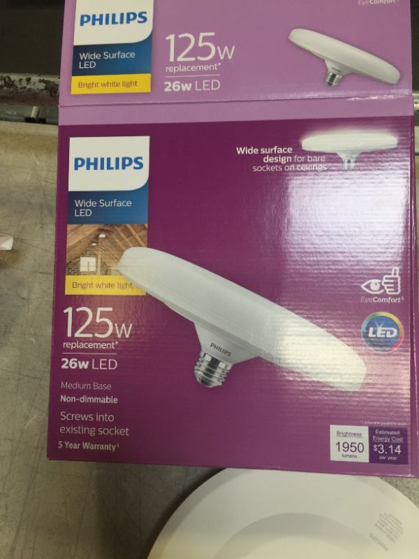 Photo 2 of 125-Watt Equivalent LED Non-Dimmable Wide Surface LED Light Bulb, Bright White 3000K