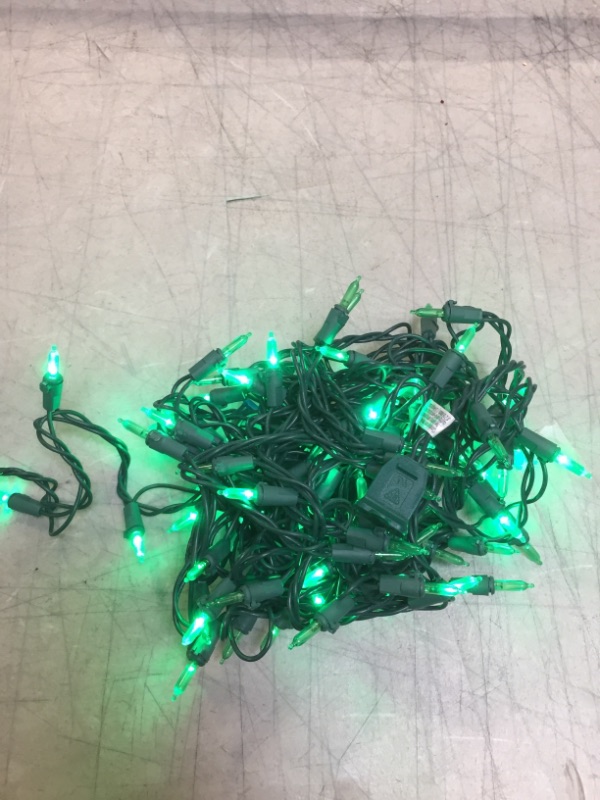 Photo 1 of 28.8 ft. 100-Light Green Mini LED Light Set
