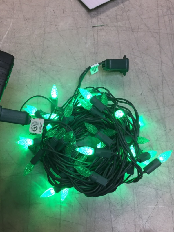 Photo 1 of 16.33 ft. 50-Light Green LED Faceted C3 Super Bright Steady lit Light String

