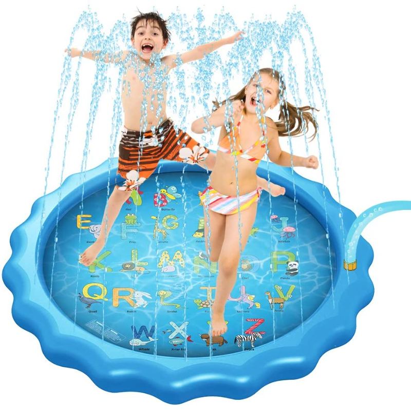 Photo 1 of Sprinkler Play Mat,Splash Pad with Water Balloons Quick Fill,Outdoor Sprinkler Water Toys,Baby Wading Pool for Learning,68" Splash Play Mat for Toddler Kids Girls and Boys
