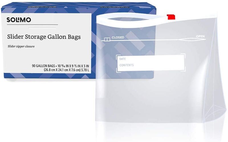 Photo 1 of Amazon Brand - Solimo Slider Gallon Food Storage Bags, 90 Count
