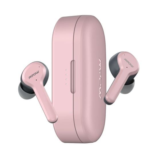 Photo 1 of mpow m9 true wireless earbuds pink and grey