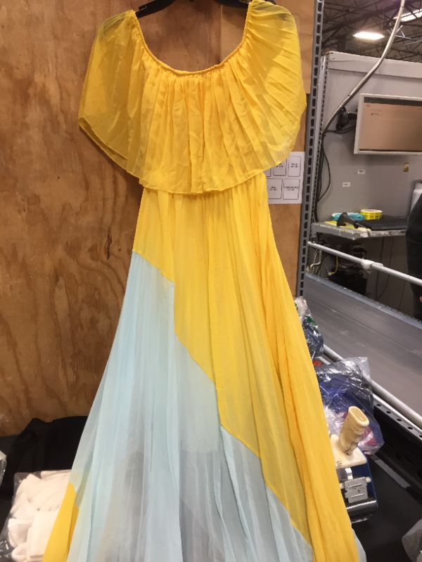 Photo 1 of BABY BLUE AND YELLOW OFF THE SHOULDER SUMMER DRESS