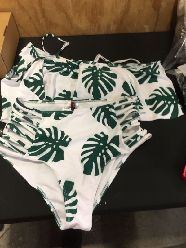 Photo 2 of ADOME Women Bikini Set Tummy Control Swimsuit Two Piece High Waist Floral Swimwear Plus Size
