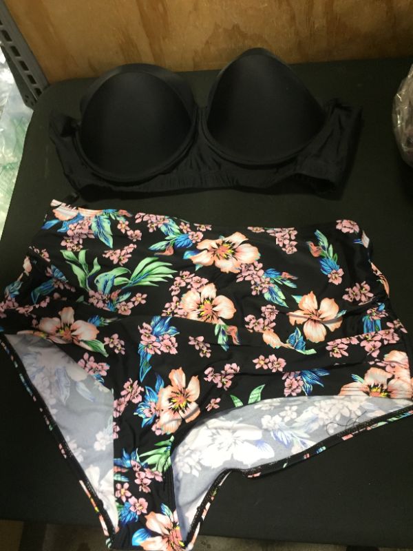 Photo 1 of  RETRO SWIM SUIT BLACK FLORAL