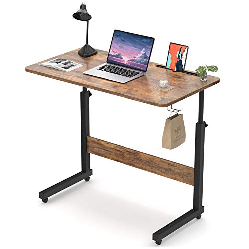 Photo 1 of Armocity Height Adjustable Desk, 32" Manual Standing Desk Small Mobile Rolling Computer Desk Portable Laptop Table with Wheels for Home Office Living Room Bedroom, Rustic
