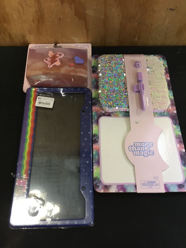 Photo 1 of 14" X 8" Dry Erase Board Sequin and Neon Light up Magnetic Locker Cup Lighting-up - More Than Magic™ and Nyan Cat License Plate Cover
