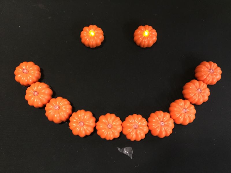 Photo 2 of 12pk LED Pumpkin Shaped Halloween Tea Lights - Hyde & EEK! Boutique™
