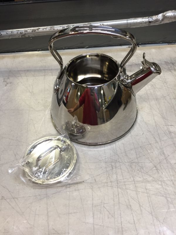 Photo 3 of All-Clad E86199 Stainless Steel Tea Kettle, 2-Quart, Silver
