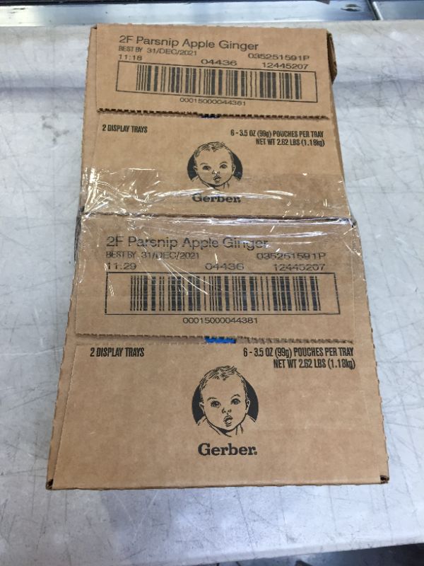 Photo 1 of (Pack of 12) Gerber Natural Stage 2 Veggie Power Parsnip Apple Ginger Baby Food, 2 Pack Exp 12.31.21 Factory Seal  BB 12/31/2021