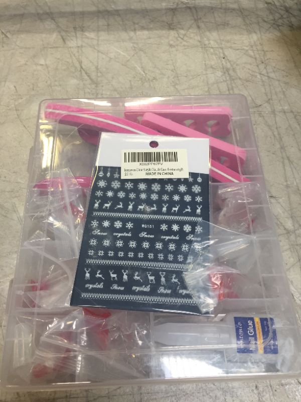 Photo 1 of Inmorven Clear Acrylic Nail Tips,500pcs False Nails With Glue Press on Nail Acrylic Nail Kit,10 Sizes Half Cover French False Nail With Case, 6 extra set gift.
