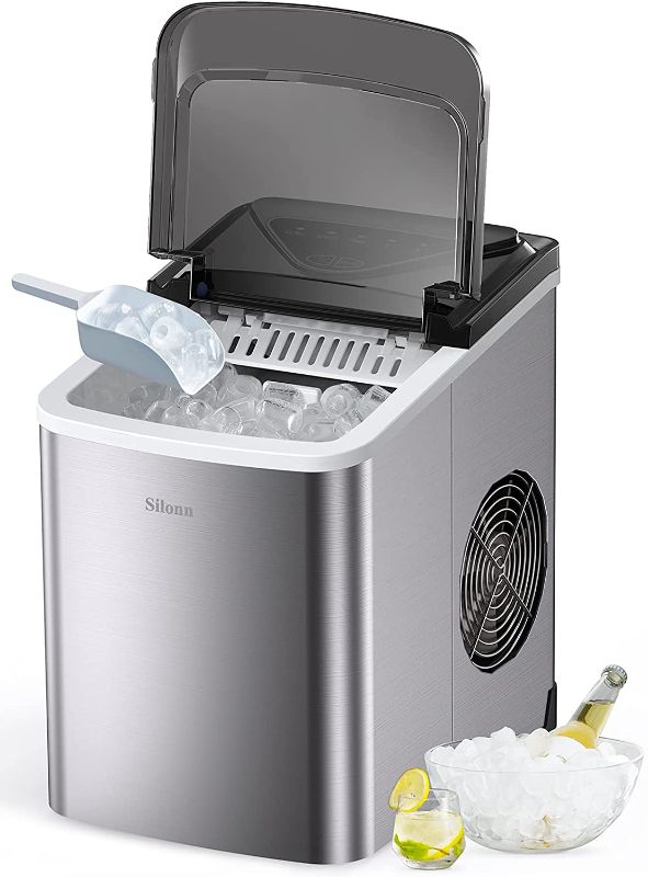 Photo 1 of Silonn Ice Makers Countertop 9 Bullet Ice Cubes Ready in 6 Minutes, 26lbs in 24Hrs Portable Ice Maker Machine Self-Cleaning, 2 Sizes of Bullet-Shaped Ice for Home Kitchen Office Bar Party
