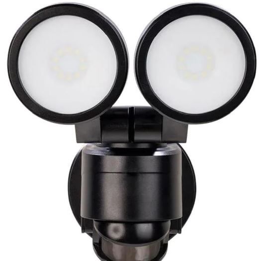 Photo 1 of 180° Black Motion Activated Outdoor Integrated LED Twin Head Flood Light
