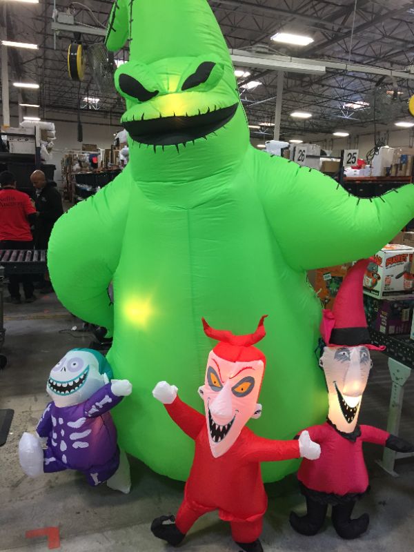 Photo 2 of 9 ft. Oogie Boogie with Lock Shock and Barrel Scene Airblown Disney Halloween Inflatable