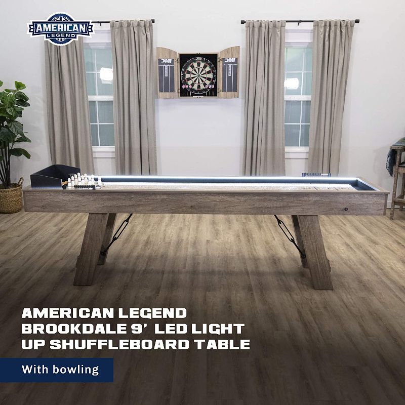 Photo 1 of American Legend Brookdale 9’ LED Light Up Shuffleboard Table with Bowling

