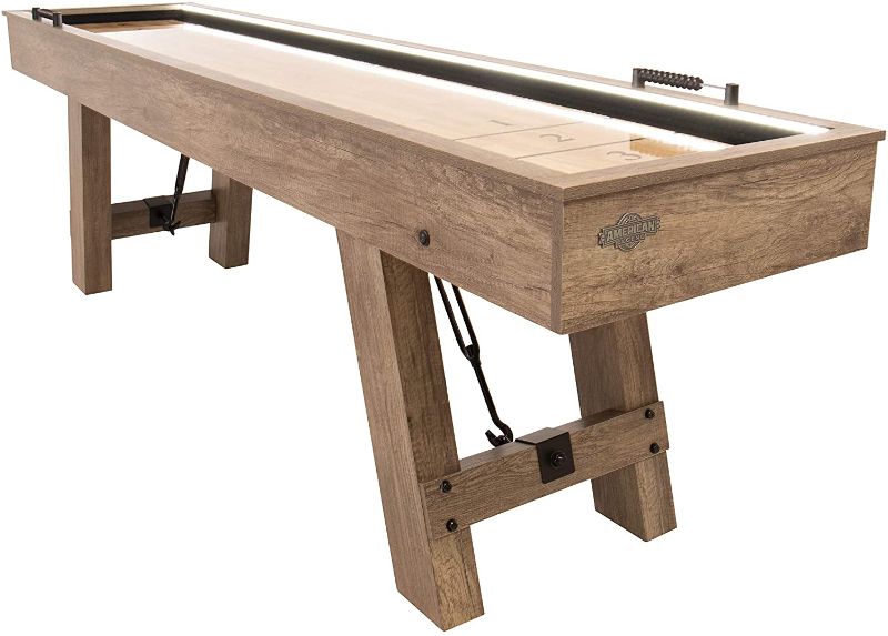 Photo 2 of American Legend Brookdale 9’ LED Light Up Shuffleboard Table with Bowling
