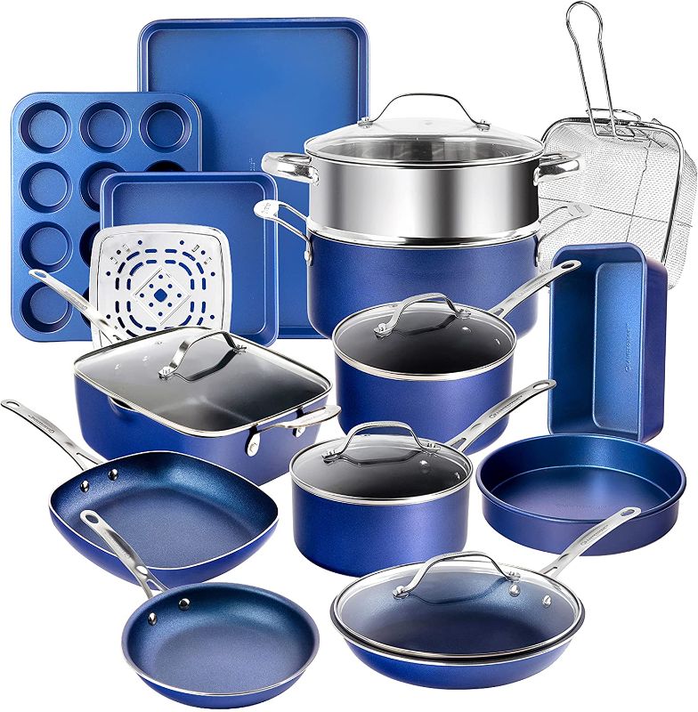 Photo 1 of Granitestone Blue Nonstick 20 Piece Cookware and Bakeware Set