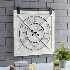 Photo 1 of FirsTime & Co.® Farmstead Barn Door Wall Clock, Whitewash/Metallic Gray/Black