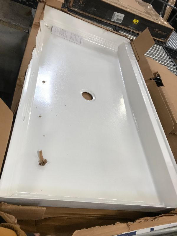 Photo 1 of A2 60 in. x 34 in. Single Threshold Center Drain Shower Base in White

