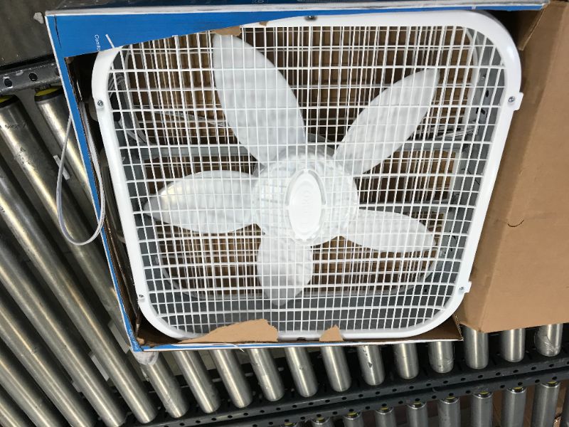 Photo 2 of 20 in. 3 Speed White Box Fan with Save-Smart Technology for Energy Efficiency