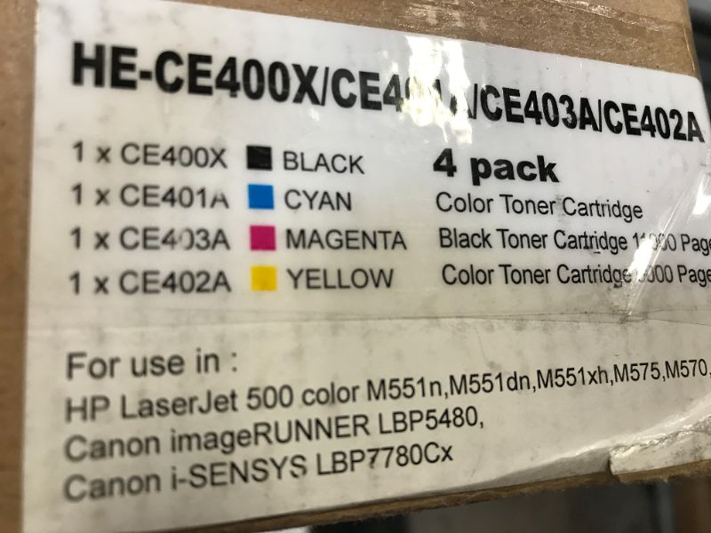 Photo 2 of  toner cartridge pack  HE-CE400X CE-401A CE-403A CE-402A