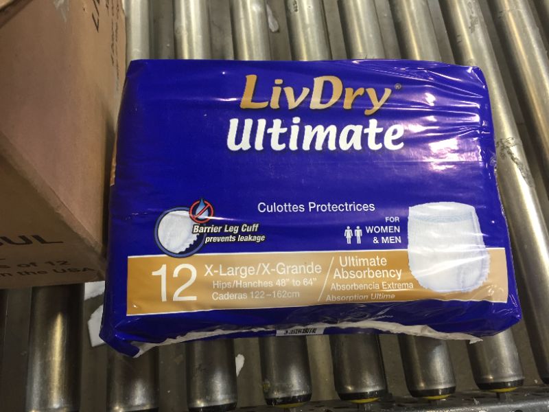 Photo 1 of 4 pack of LivDry Unisex Adult Incontinence Underwear, Ultimate Comfort Absorbency (X-Large