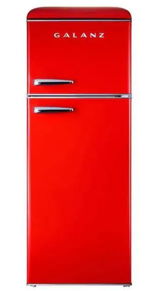 Photo 1 of 7.6 cu.ft. Retro Mini Refrigerator with Dual Door and True Freezer in Red
