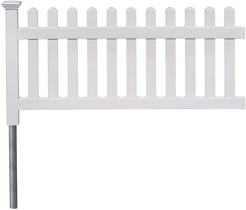 Photo 1 of 3 ft. x 6 ft. Newport Picket Fence W/Post and No-Dig Steel Pipe Anchor Kit